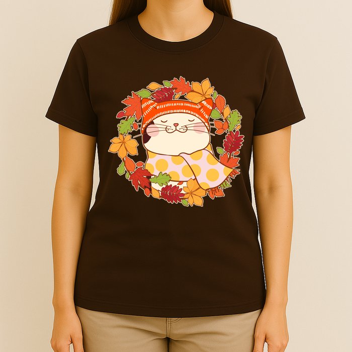 Autumn Cat Wreath T-Shirt