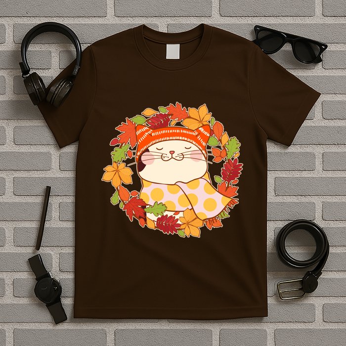 Autumn Cat Wreath T-Shirt