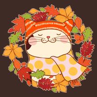 Autumn Cat Wreath T-Shirt