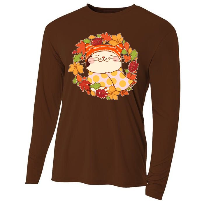 Autumn Cat Wreath Cooling Performance Long Sleeve Crew