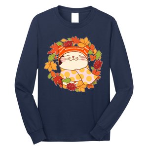 Autumn Cat Wreath Long Sleeve Shirt