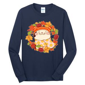 Autumn Cat Wreath Tall Long Sleeve T-Shirt