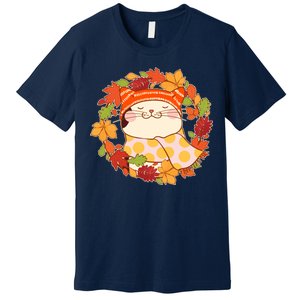 Autumn Cat Wreath Premium T-Shirt