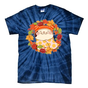 Autumn Cat Wreath Tie-Dye T-Shirt