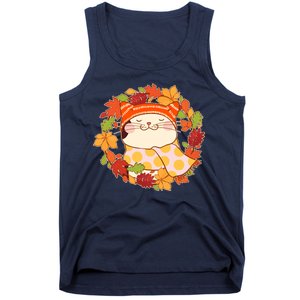 Autumn Cat Wreath Tank Top