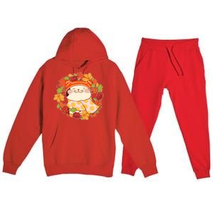 Autumn Cat Wreath Premium Hooded Sweatsuit Set