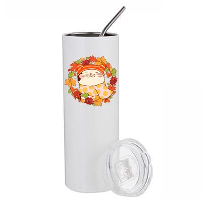 Autumn Cat Wreath Stainless Steel Tumbler