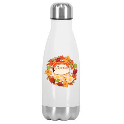 Autumn Cat Wreath Stainless Steel Insulated Water Bottle