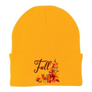 Autumn Fall Leaves Corner Design Knit Cap Winter Beanie