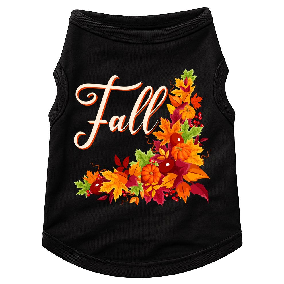 Autumn Fall Leaves Corner Design Doggie Tank