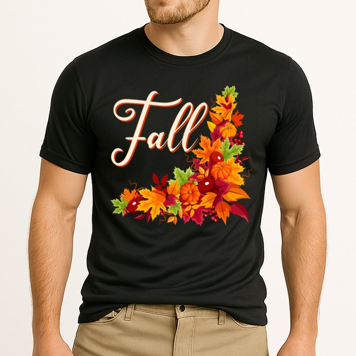 Autumn Fall Leaves Corner Design Performance Shirt