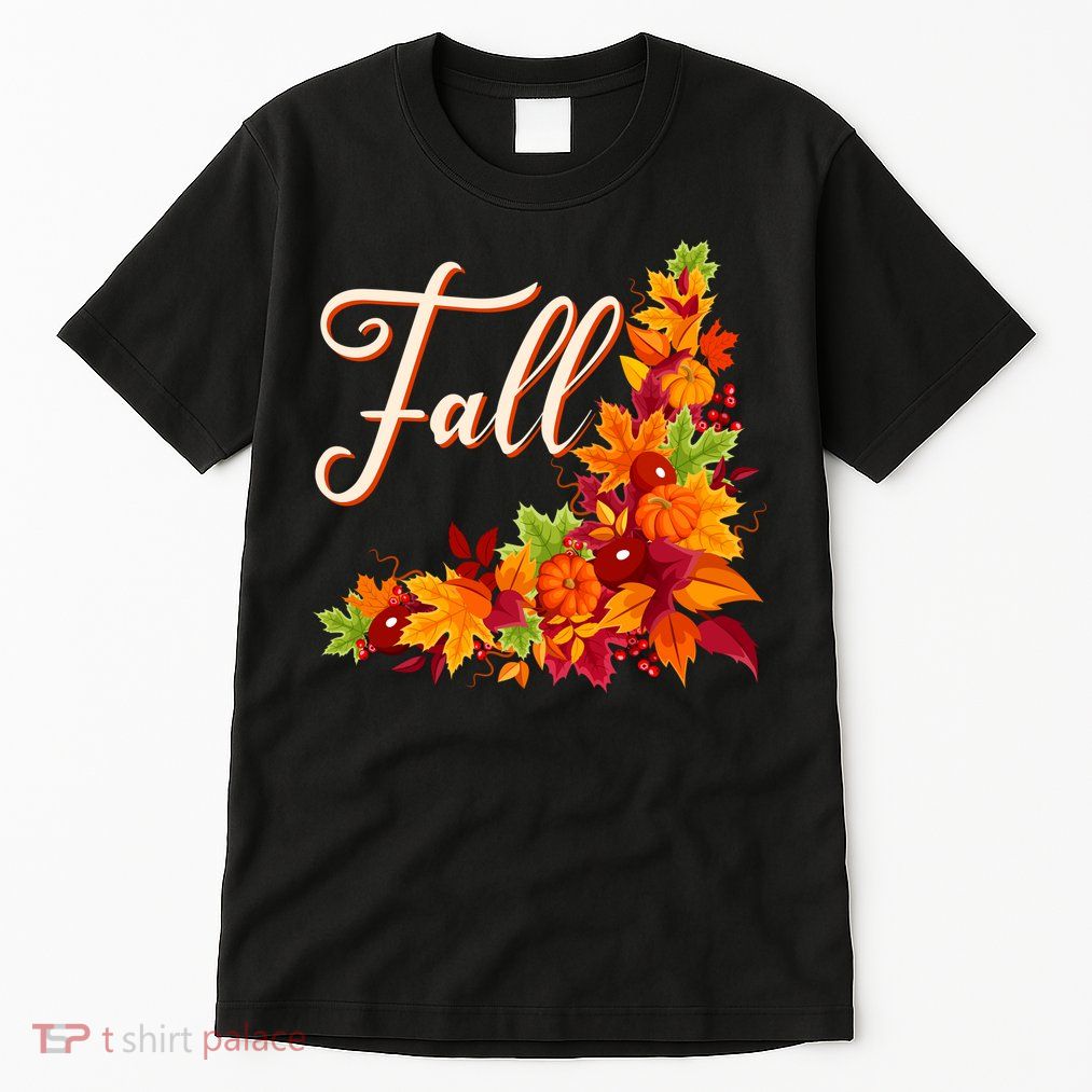 Autumn Fall Leaves Corner Design Tall T-Shirt