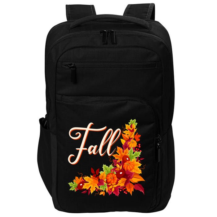 Autumn Fall Leaves Corner Design Impact Tech Backpack