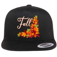 Autumn Fall Leaves Corner Design Flatbill Hat
