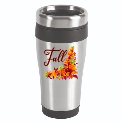 Autumn Fall Leaves Corner Design 16oz Travel Tumbler