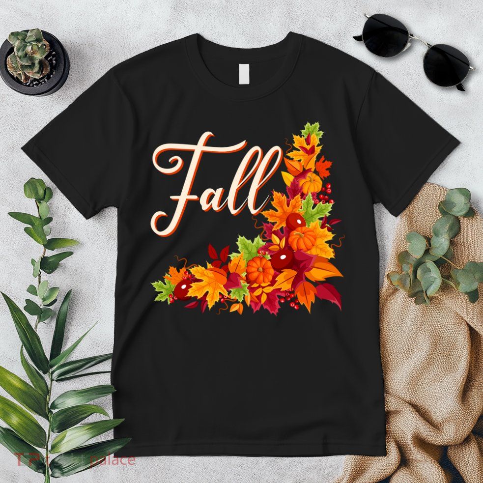 Autumn Fall Leaves Corner Design Premium T-Shirt