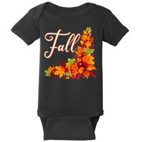 Autumn Fall Leaves Corner Design Baby Bodysuit