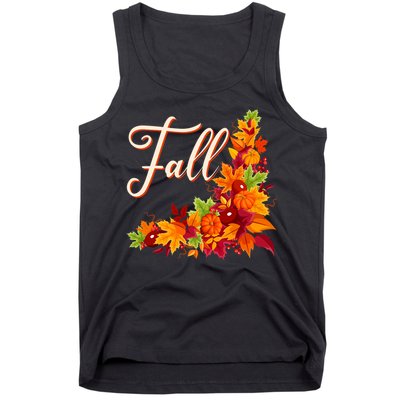 Autumn Fall Leaves Corner Design Tank Top