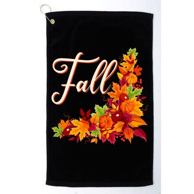Autumn Fall Leaves Corner Design Golf Towel