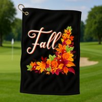 Autumn Fall Leaves Corner Design Golf Towel