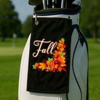 Autumn Fall Leaves Corner Design Golf Towel