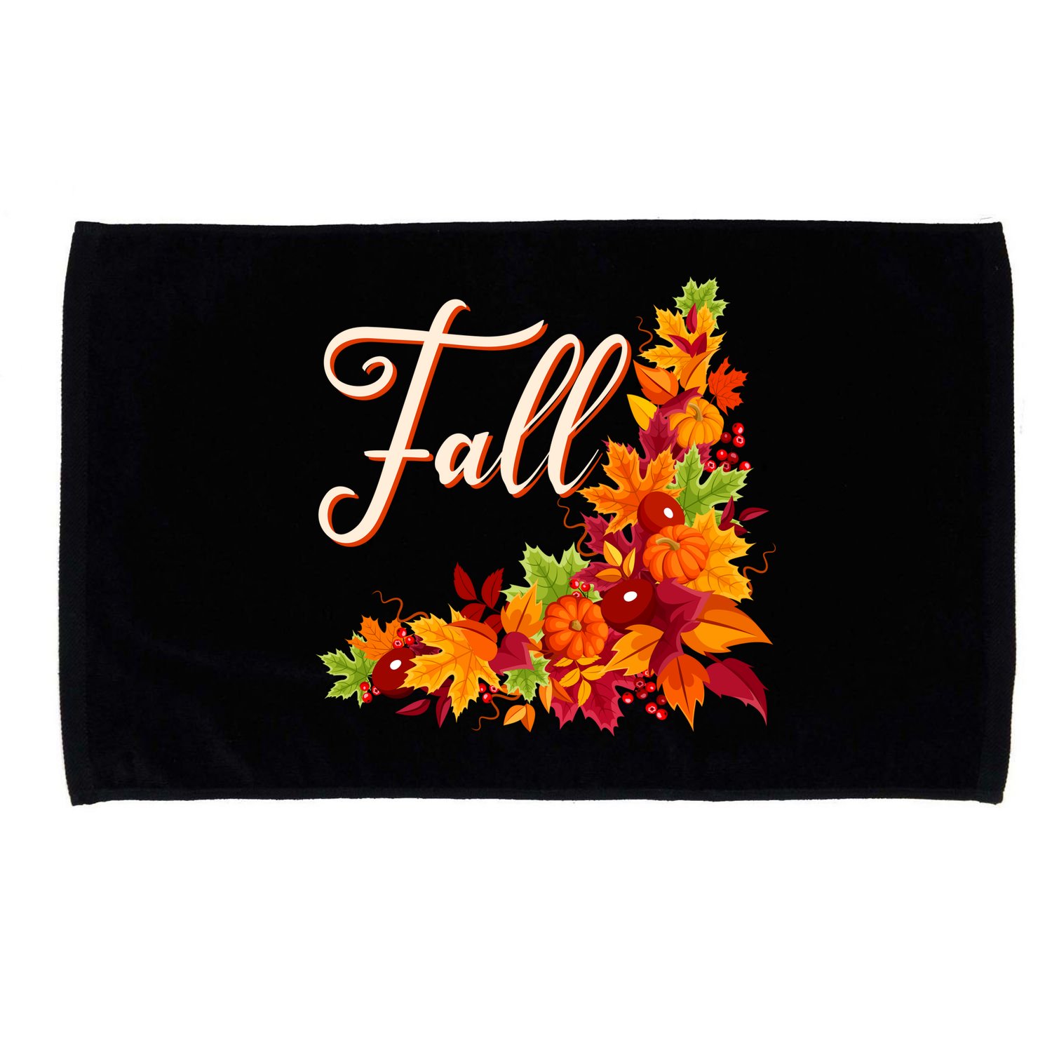 Autumn Fall Leaves Corner Design Microfiber Hand Towel