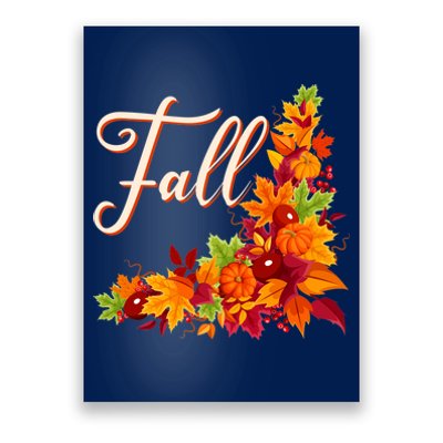 Autumn Fall Leaves Corner Design Poster