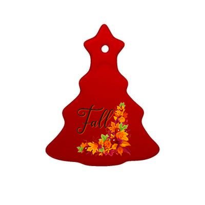 Autumn Fall Leaves Corner Design Ceramic Tree Ornament