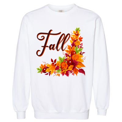 Autumn Fall Leaves Corner Design Garment-Dyed Sweatshirt