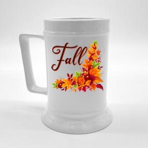 Autumn Fall Leaves Corner Design Beer Stein