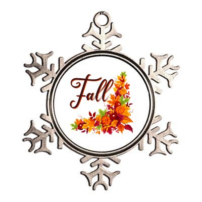 Autumn Fall Leaves Corner Design Metallic Star Ornament