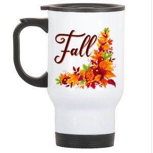 Autumn Fall Leaves Corner Design Stainless Steel Travel Mug