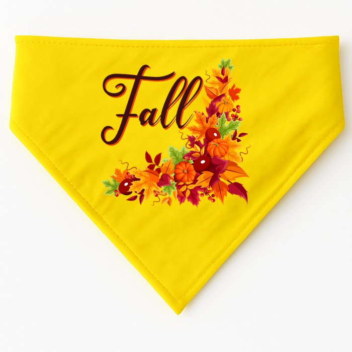 Autumn Fall Leaves Corner Design USA-Made Doggie Bandana