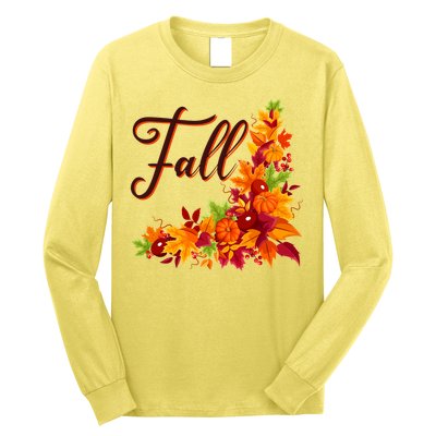 Autumn Fall Leaves Corner Design Long Sleeve Shirt