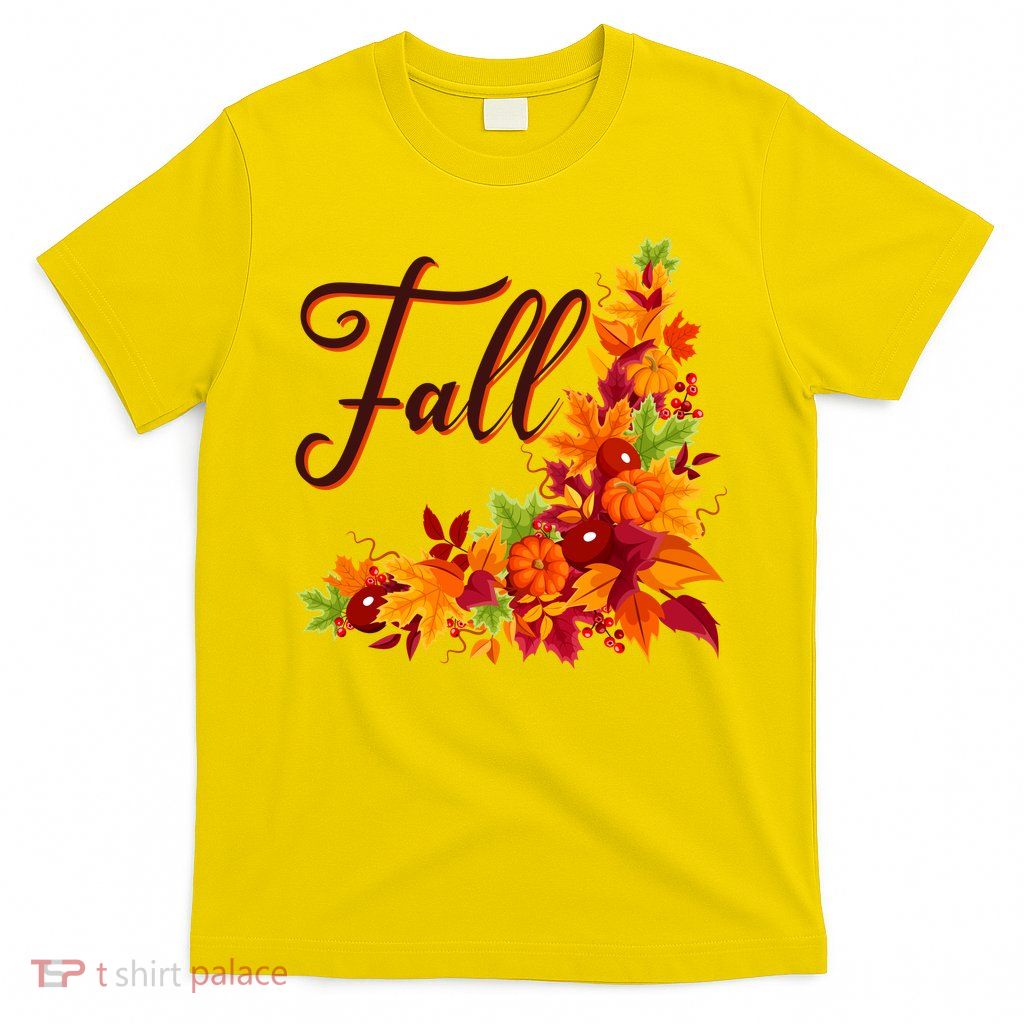 Autumn Fall Leaves Corner Design T-Shirt