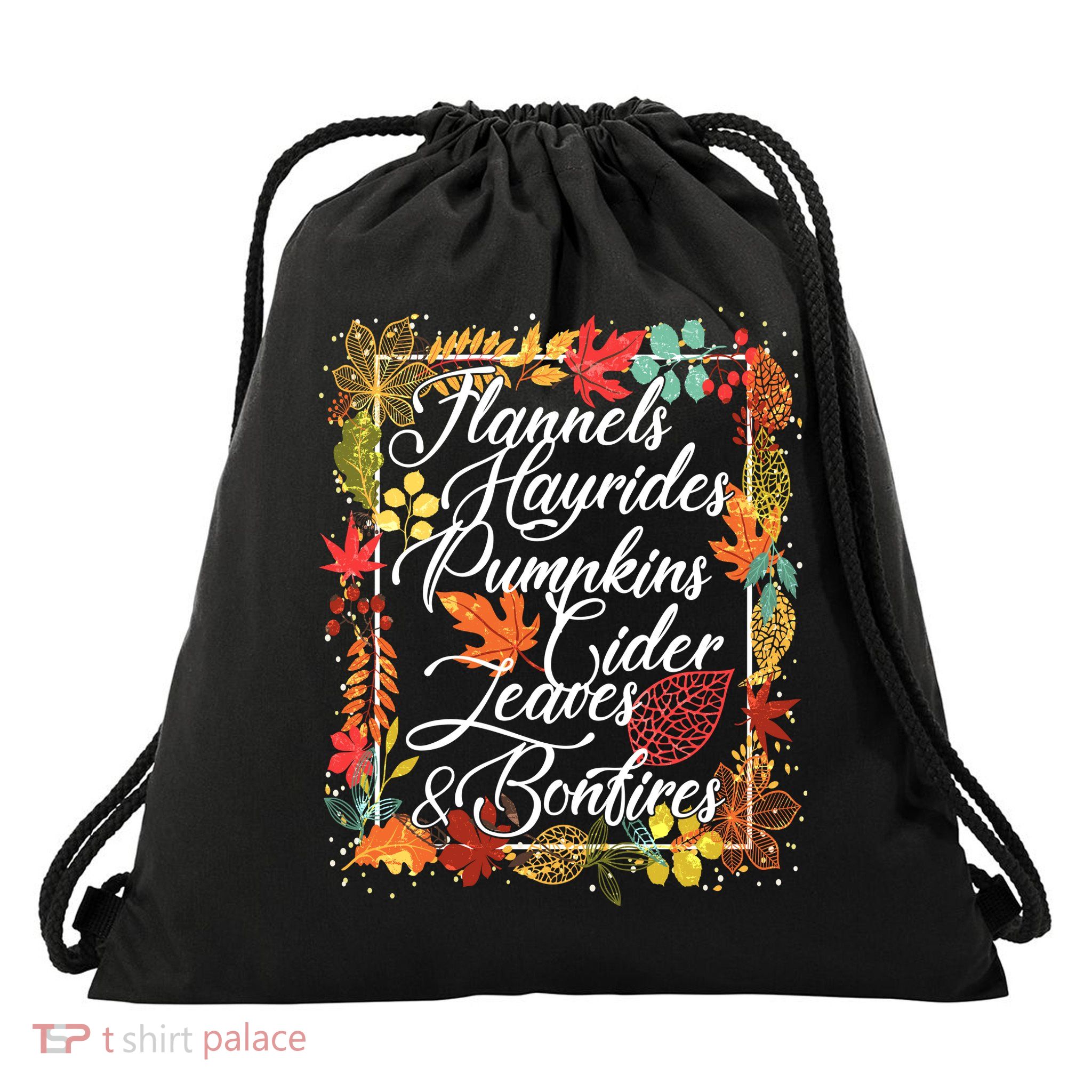 Autumn Fall Motto Drawstring Bag