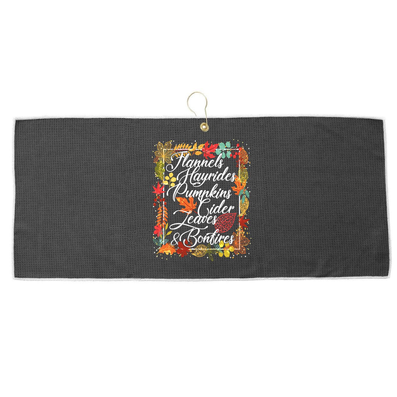 Autumn Fall Motto Large Microfiber Waffle Golf Towel