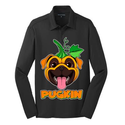 Autumn Halloween Pugkin Silk Touch Performance Long Sleeve Polo