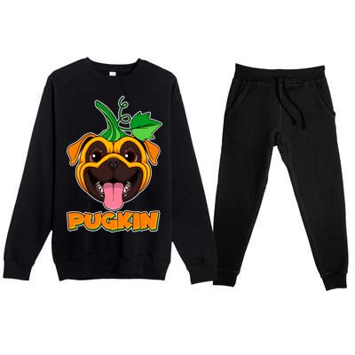 Autumn Halloween Pugkin Premium Crewneck Sweatsuit Set