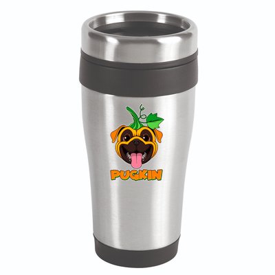 Autumn Halloween Pugkin 16oz Travel Tumbler