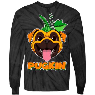 Autumn Halloween Pugkin Tie-Dye Long Sleeve Shirt