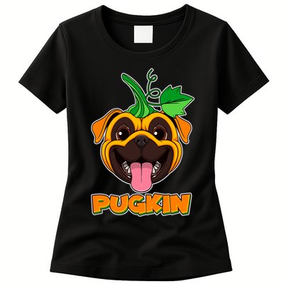 Autumn Halloween Pugkin Womens T-Shirt