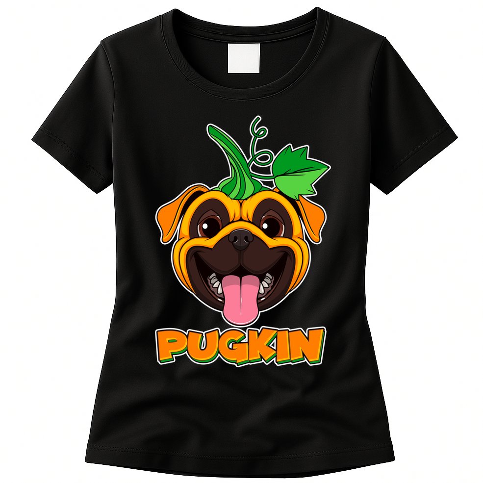 Autumn Halloween Pugkin Womens T-Shirt