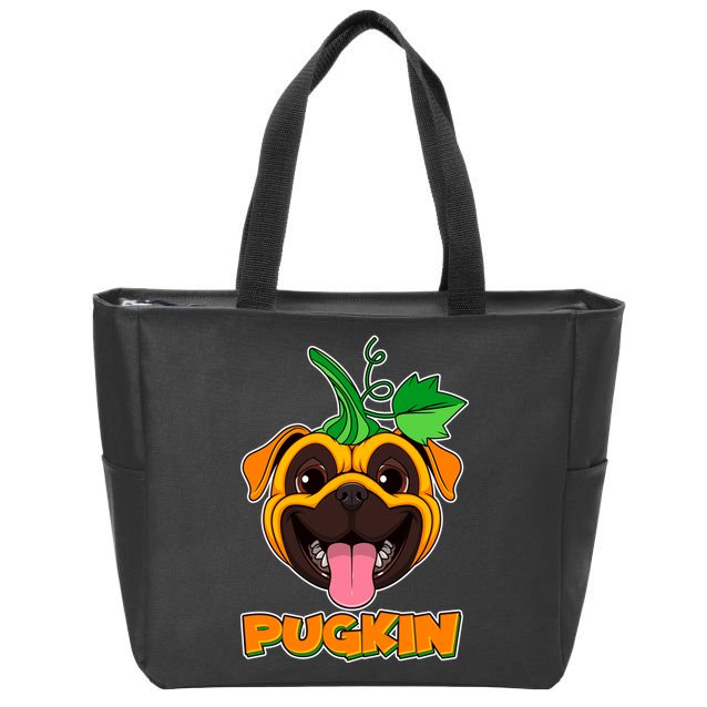 Autumn Halloween Pugkin Zip Tote Bag