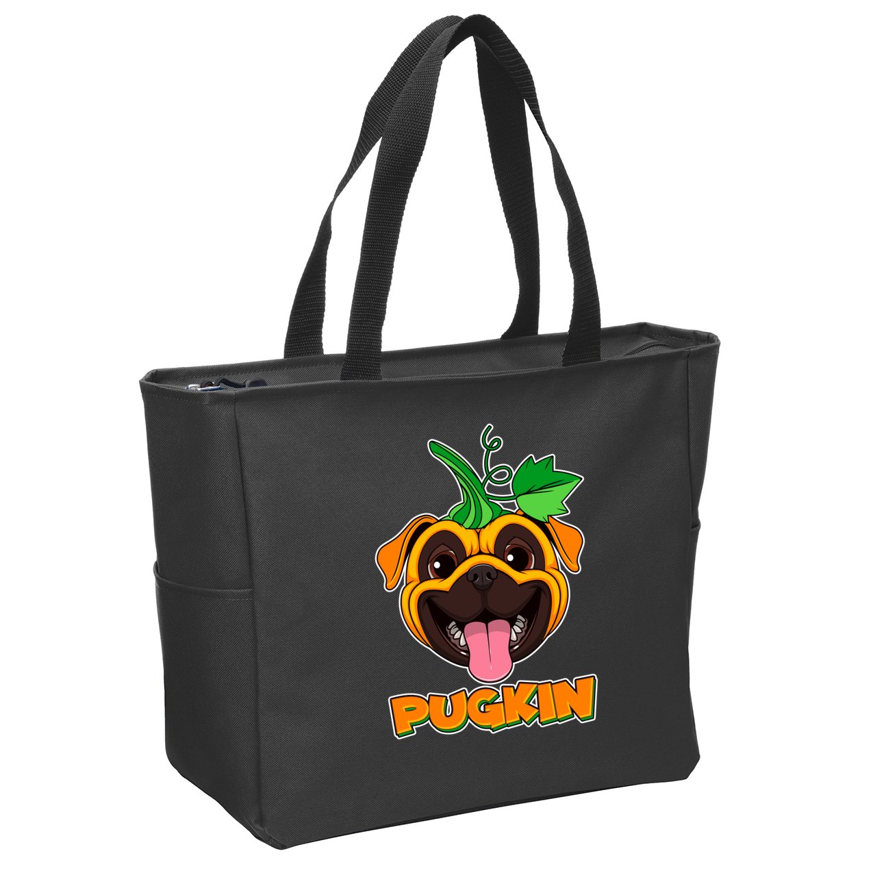 Autumn Halloween Pugkin Zip Tote Bag