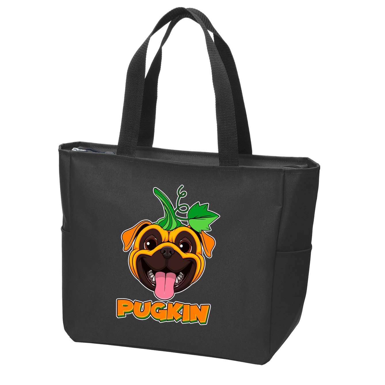 Autumn Halloween Pugkin Zip Tote Bag
