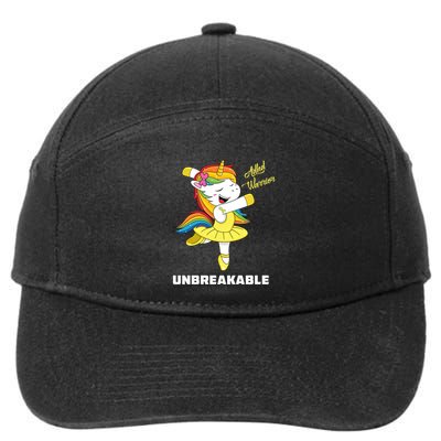 Adhd Unicorn Unbreakable Adhd Warrior Awareness Gift 7-Panel Snapback Hat