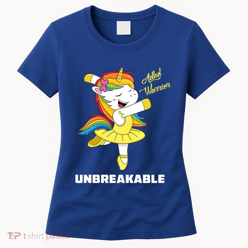 Adhd Unicorn Unbreakable Adhd Warrior Awareness Gift Womens T-Shirt
