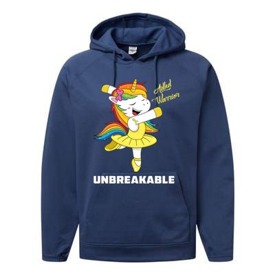 Adhd Unicorn Unbreakable Adhd Warrior Awareness Gift Performance Fleece Hoodie