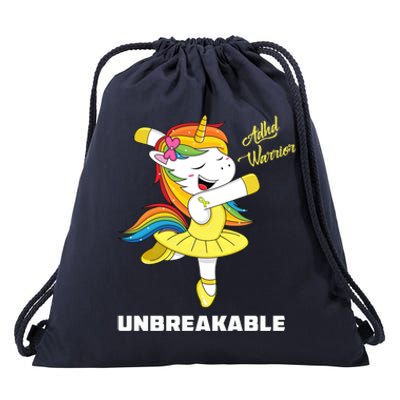 Adhd Unicorn Unbreakable Adhd Warrior Awareness Gift Drawstring Bag